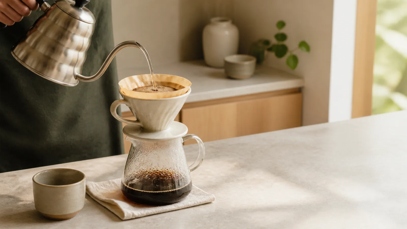Making pour over coffee at home